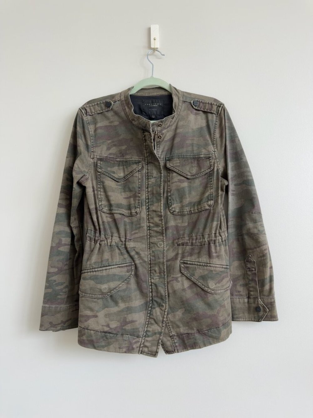 Sanctuary Clothing Camo Utility Jacket | Military Anorak | Drawstring Waist | L